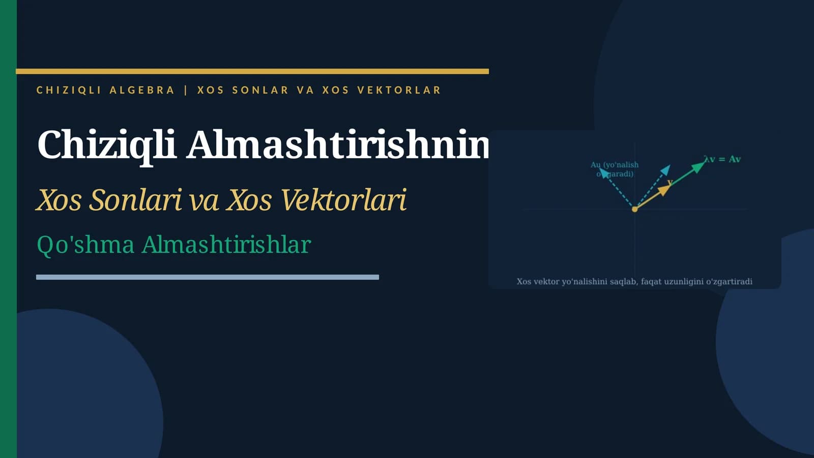 Xos Sonlari va Xos Vektorlari