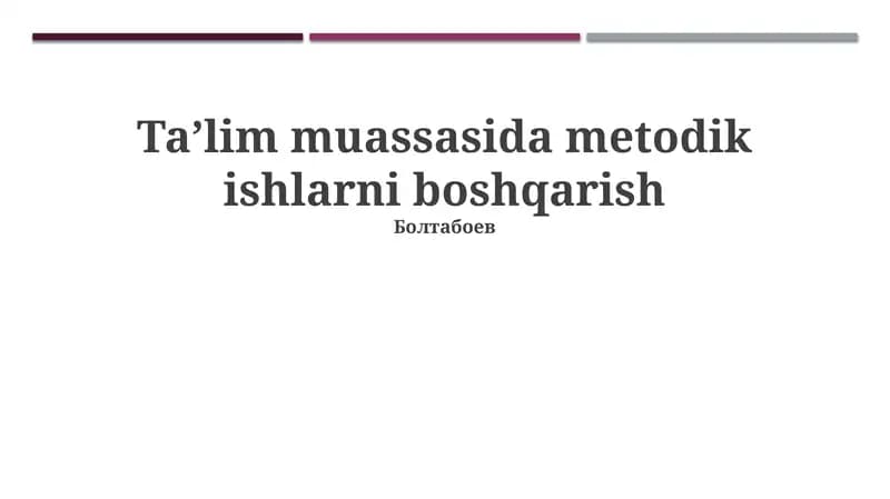 Metodik ishlarni boshqarish