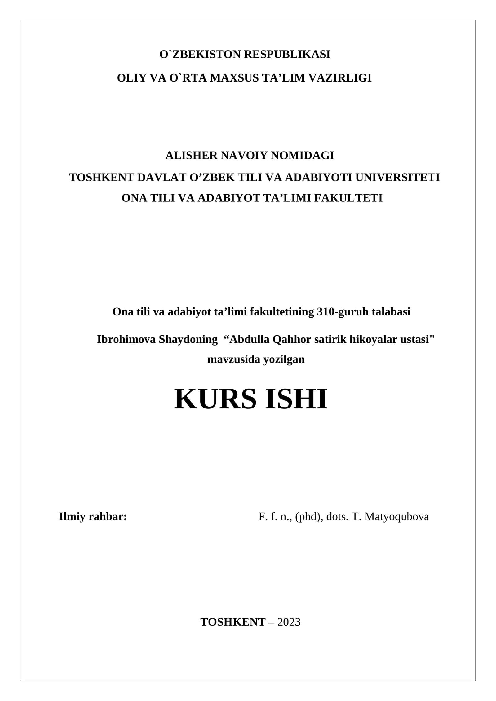 Abdulla Qahhor satirik hikoyalar ustasi