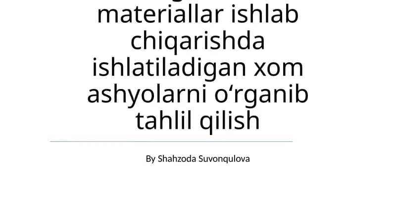 Xom ashyo tahlili