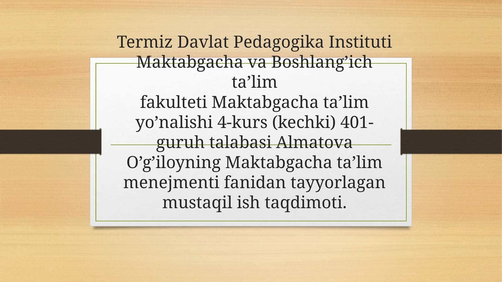Mustaqil ish taqdimoti