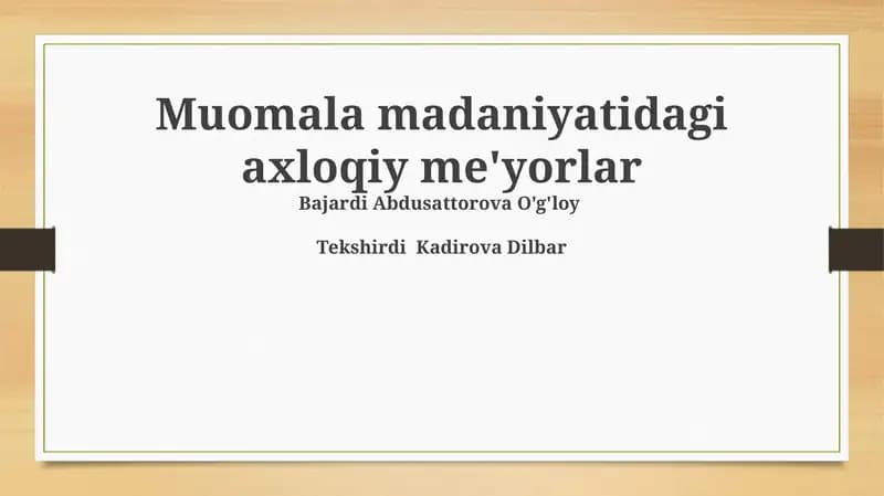 Kommunikatsiya madaniyatida axloqiy me'yorlar