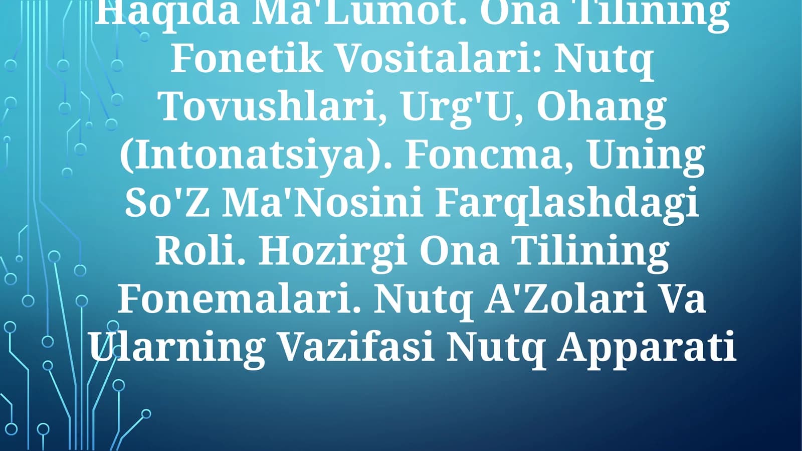 Fonetika Va Fonologiya
