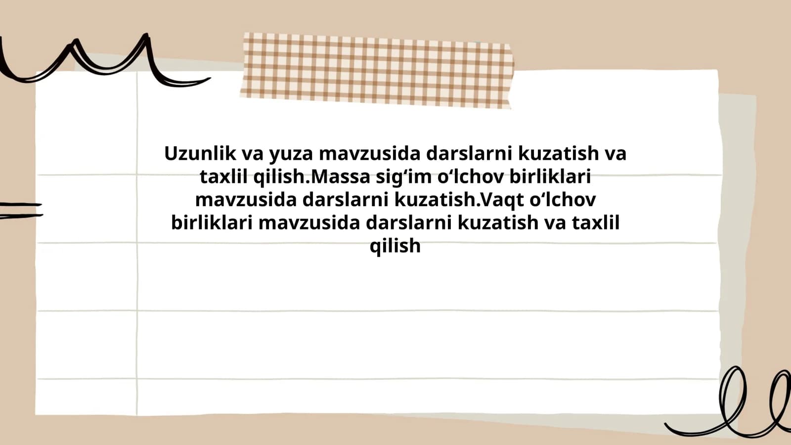 Massa sigʻim oʻlchov birliklari mavzusida darslarni kuzatish