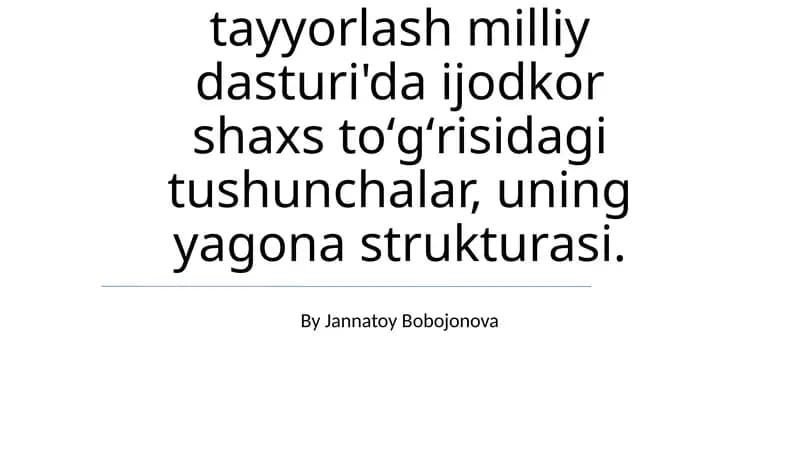 O'zbek Milliy G'oyasi Konseptual Asoslari