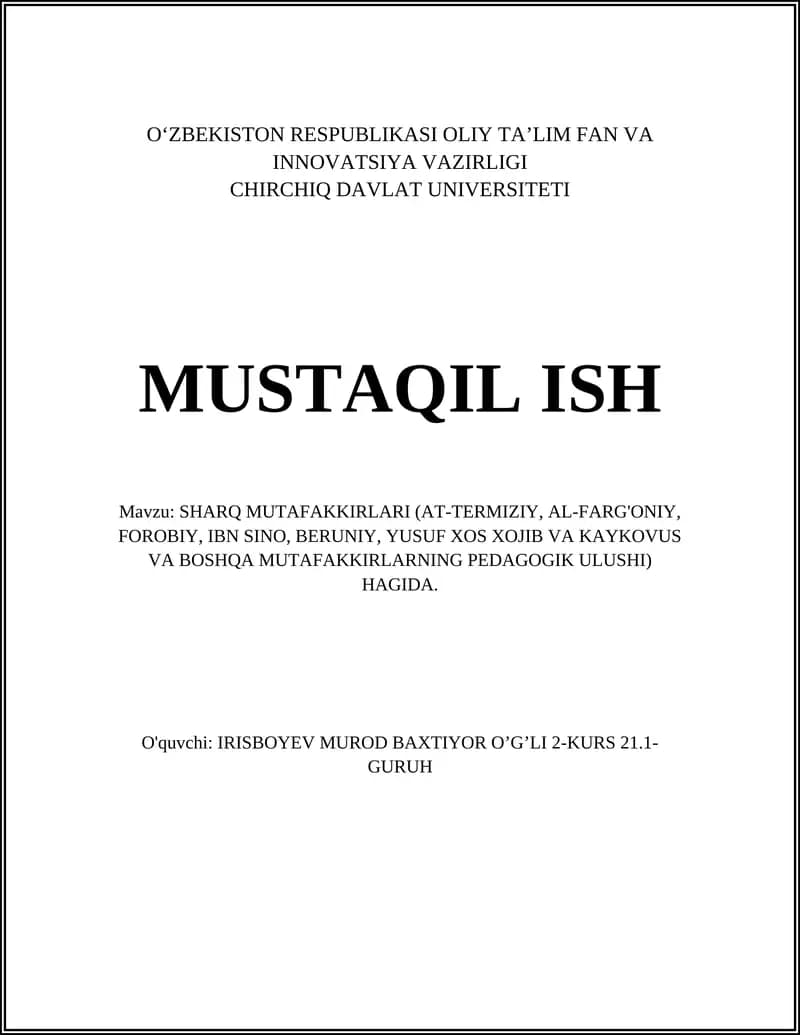 SHARQ MUTAFAKKIRLARI