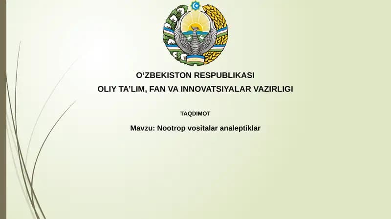 Nootropvositalar va analeptiklar