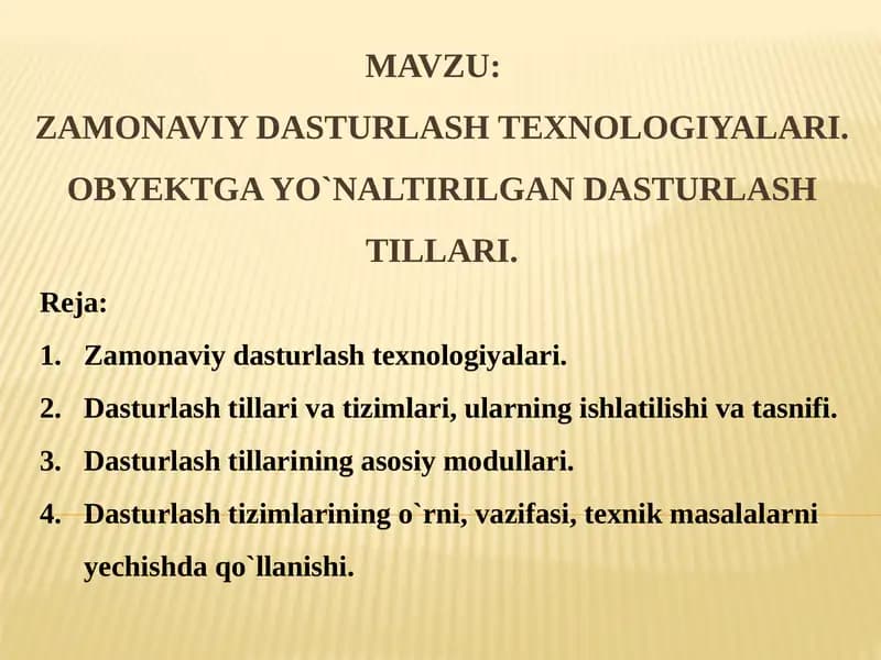 Zamonaviy dasturlashtexnologiyalari