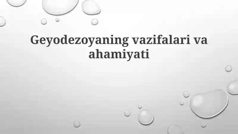 Geyodezoyaning vazifalari va ahamiyati