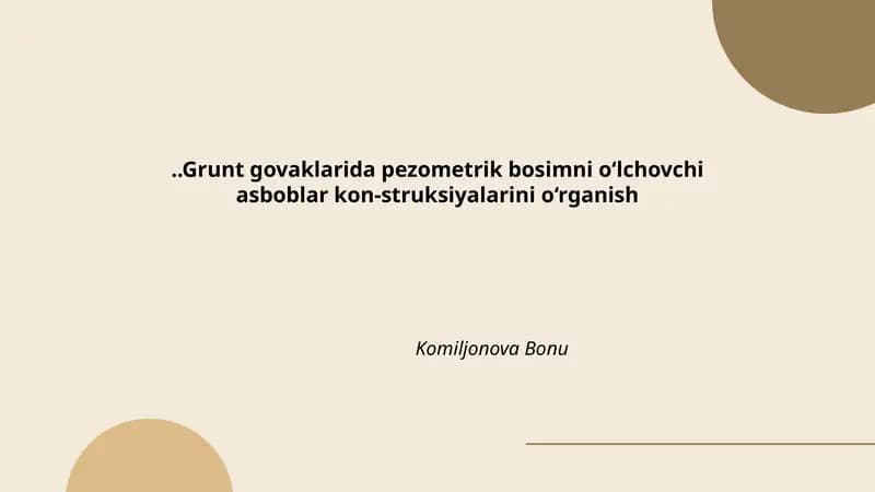 Piezometr konstruktsiyalari