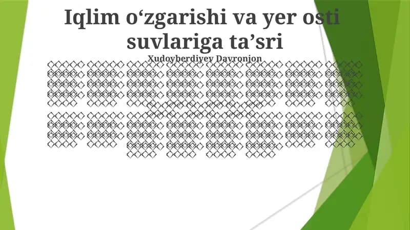 Iqlim oʻzgarishi va yer osti suvlariga taʼsri