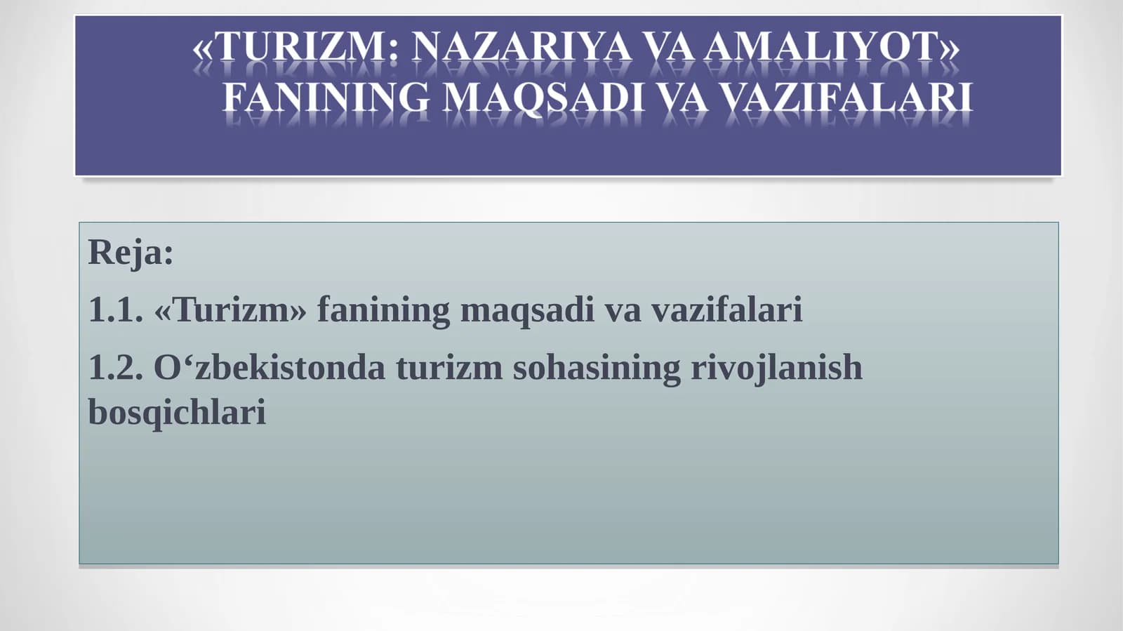 Turizm sohasi