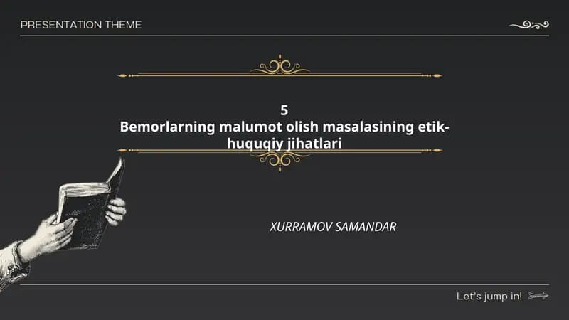 Bemorlarning malumot olish masalasining etik-huquqiy jihatlari