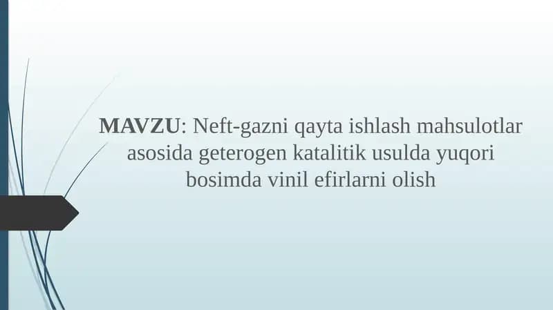Murakkkab vinil efiri sintezi