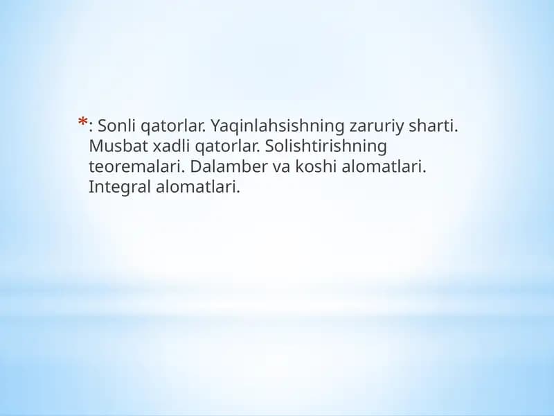 Asоsiy tushunchаlаr. Sоnli qаtоrlаr