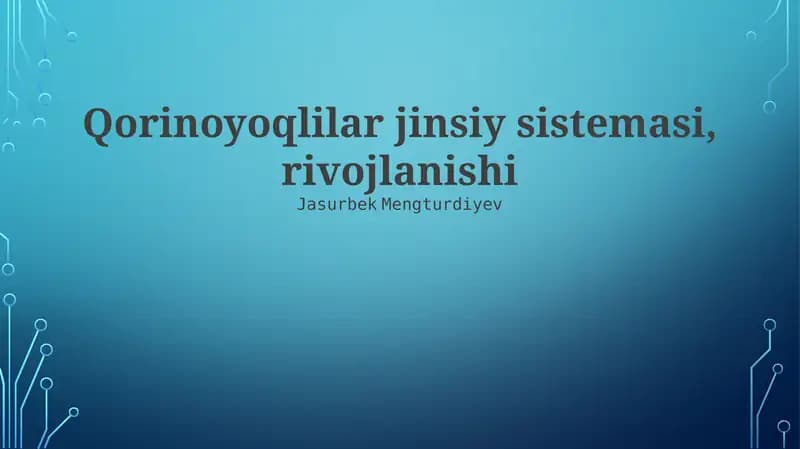 Qorinoyoqlilar jinsiy sistemasi, rivojlanishi