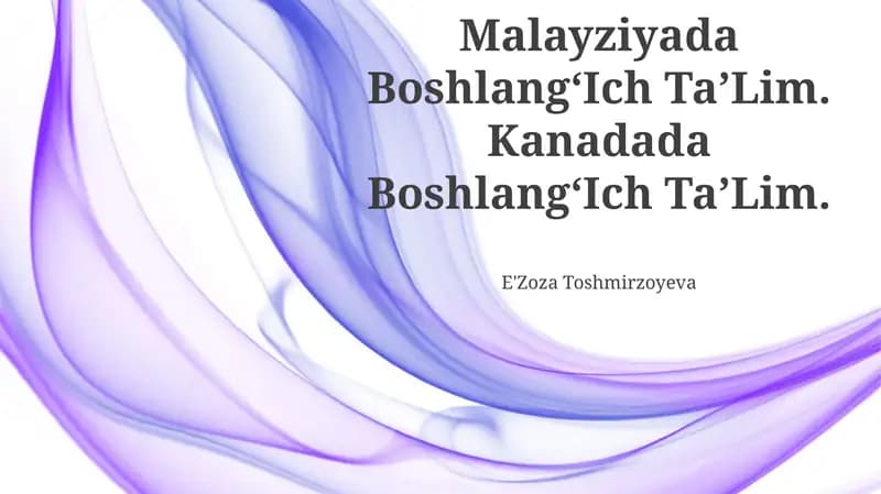 Malayziyada BoshlangʻIch TaʼLim