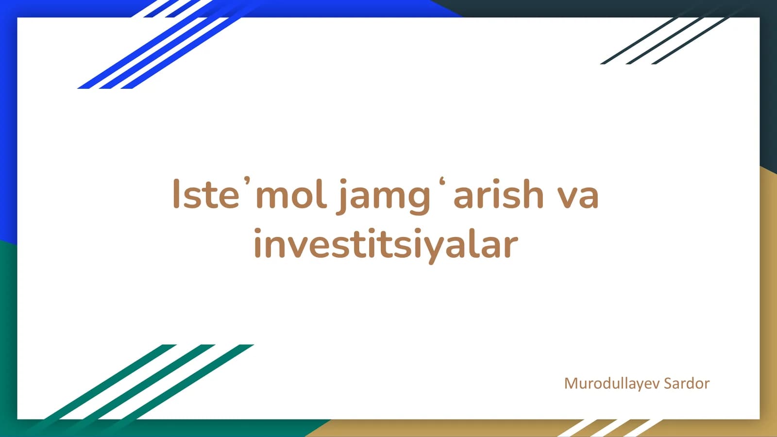 Iste’mol jamgʻarish va investitsiyalar
