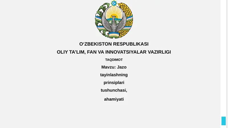 Jazotayinlashning prinsiplari tushunchasi