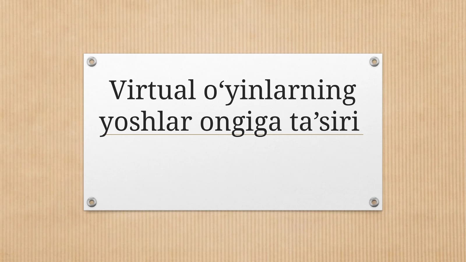 Vertualo‘yinlarning yoshlar ongiga ta’siri