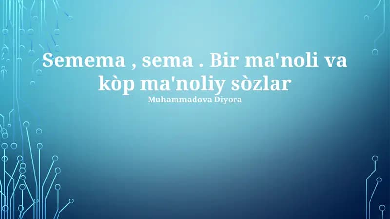 Semantik birliklar (sema va semem)