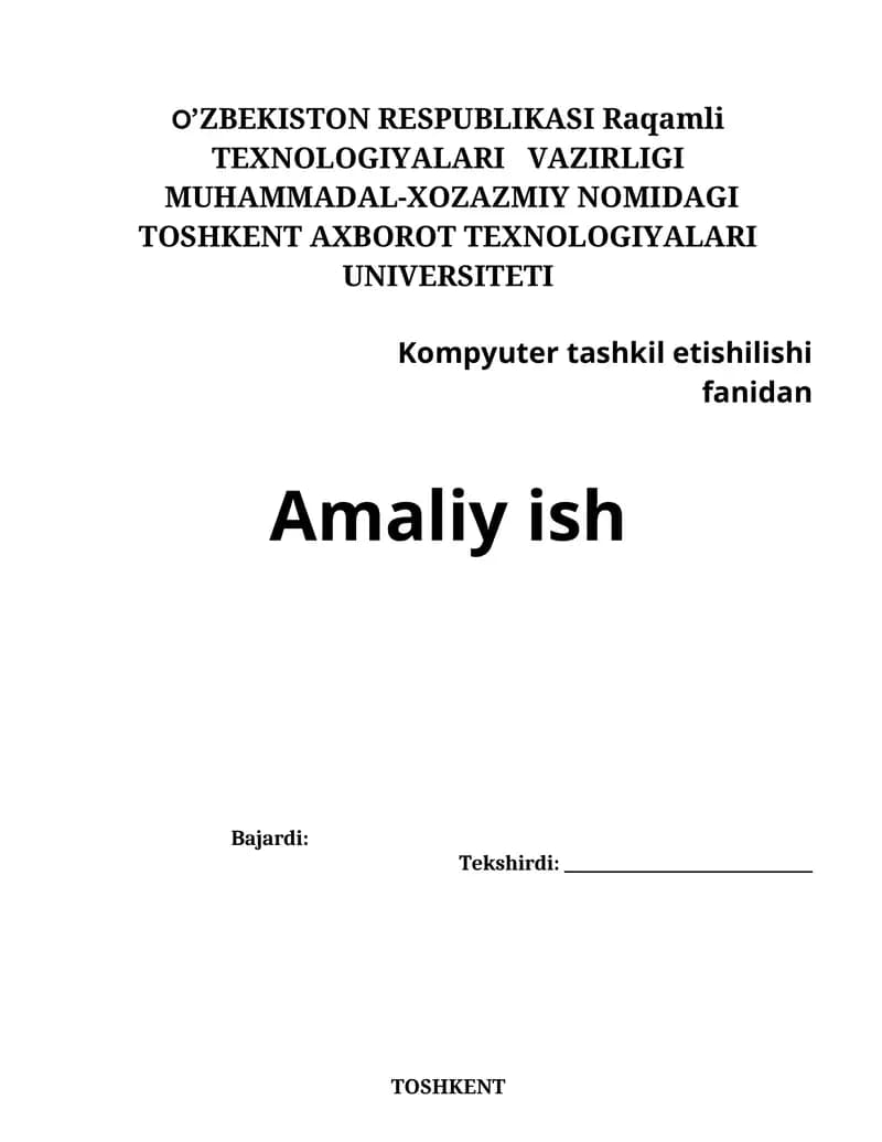 Kompyuter tashkil etishilishi