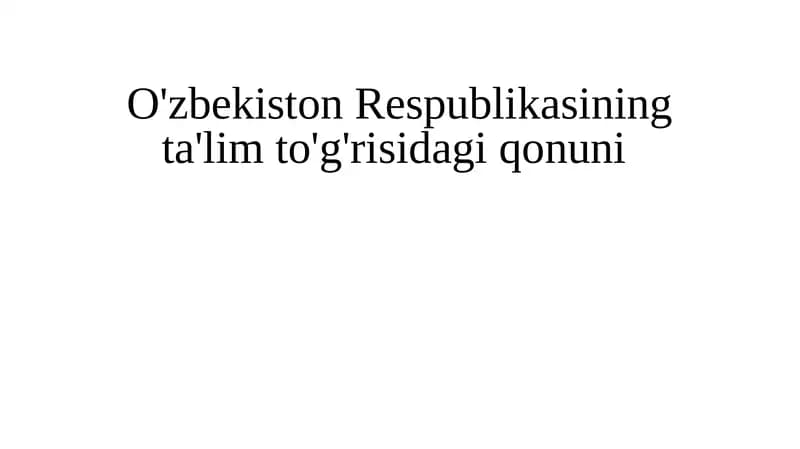 Ta'lim to'g'risidagi qonuni reja