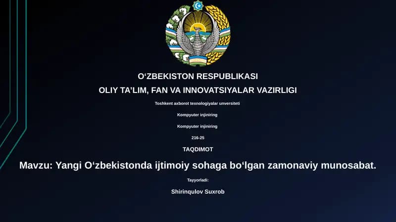 Yangi O‘zbekistonda ijtimoiy sohaga bo‘lgan zamonaviy munosabat