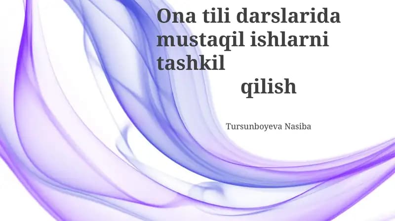 Mustaqil ishni tashkil etish usullari