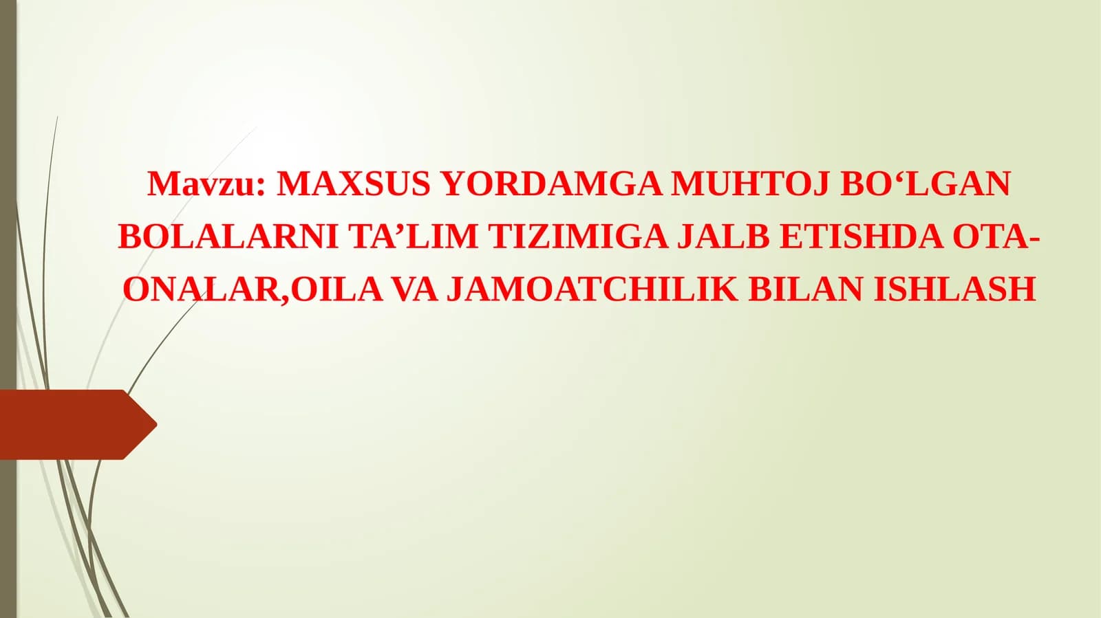 MAXSUS YORDAMGA MUHTOJ BO‘LGAN BOLALARNI TA’LIM TIZIMIGA JALB ETISH