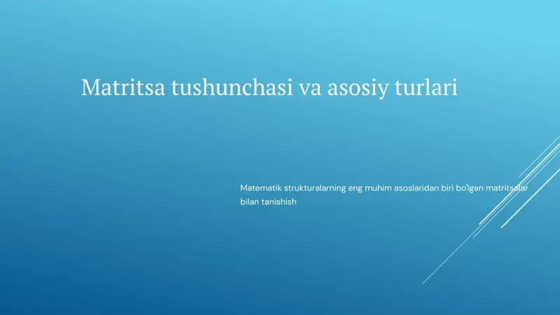Matritsa tushunchasi va asosiy turlari