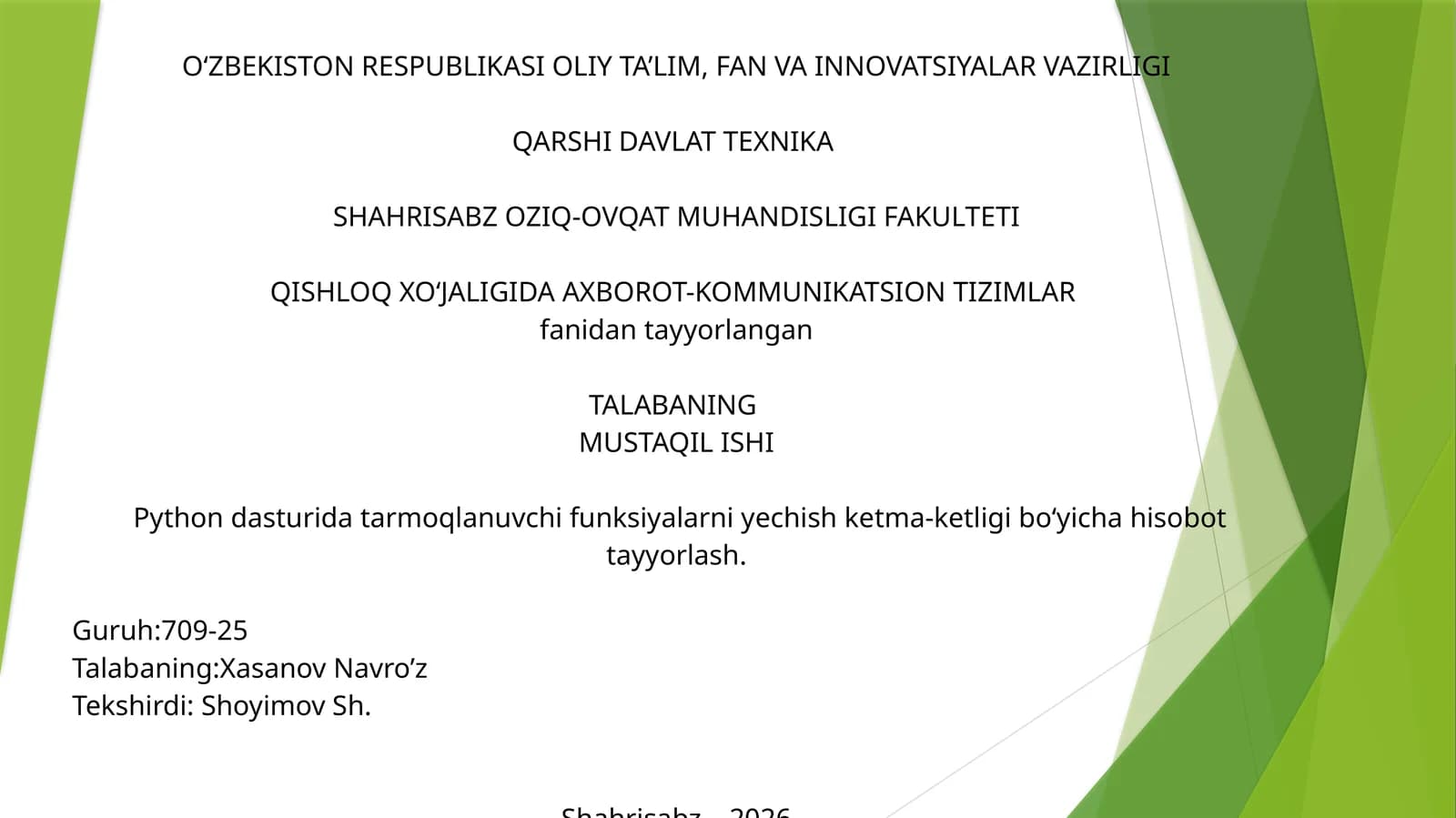 Pythondasturlashtilimisolidahisoblashtexnikasivositalariniishlatishbo‘yichabilimlarnivaamaliyko‘nikmalarniimkondarajasidasingdirish
