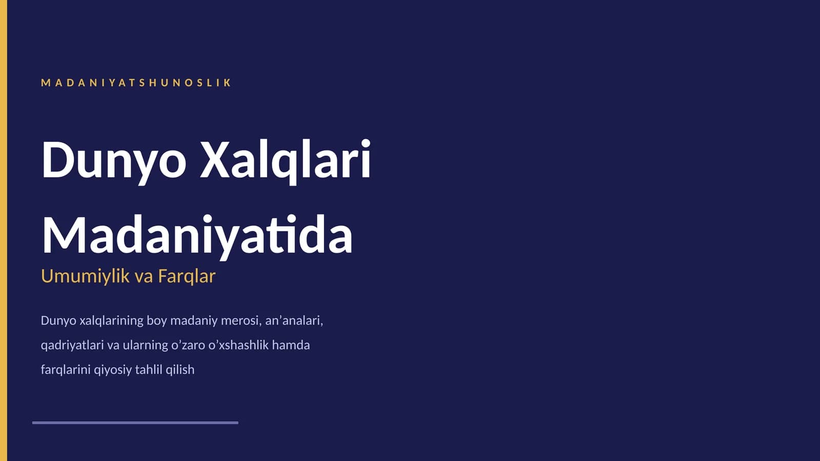 MADANIYATSHUNOSLIK