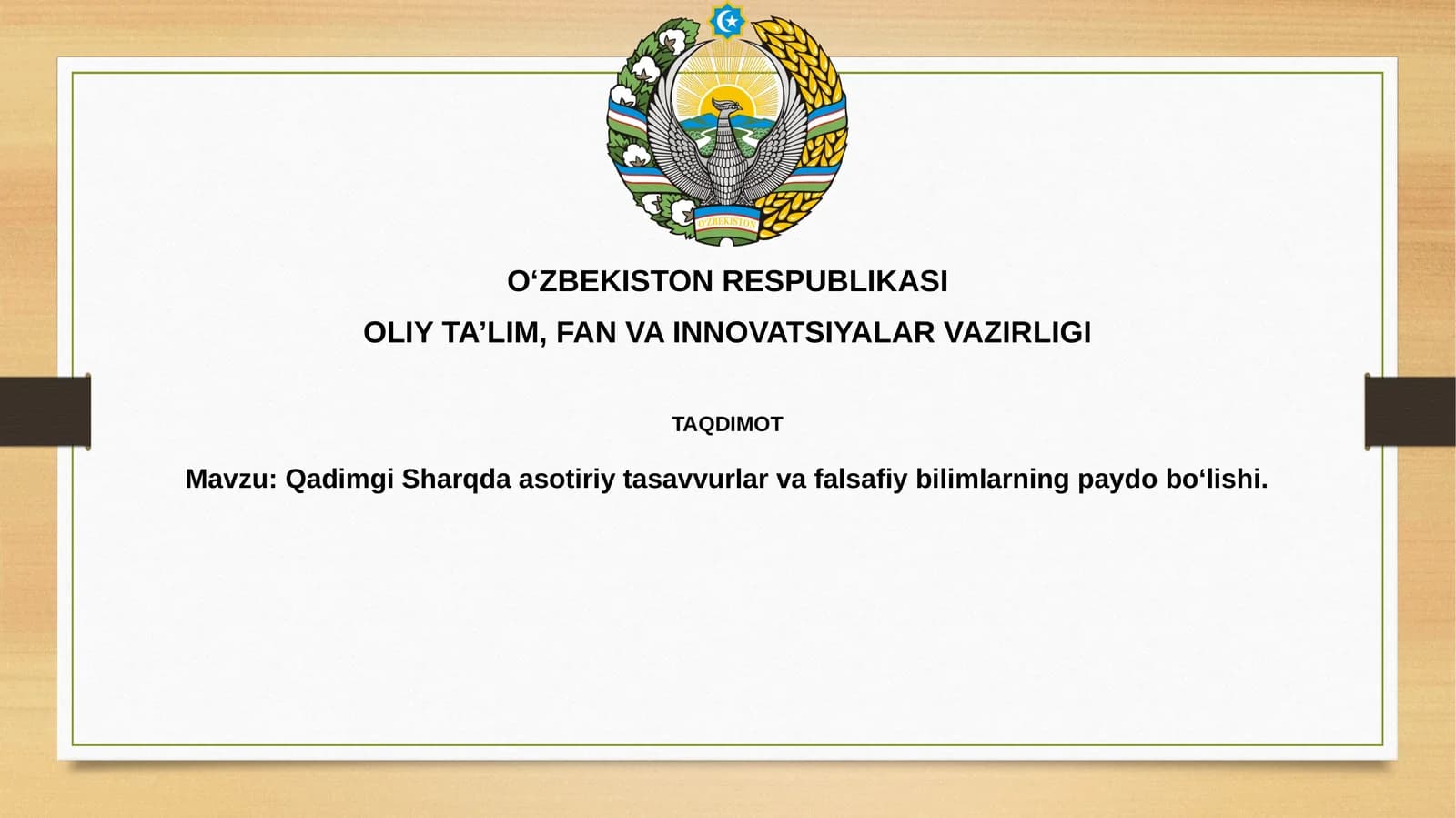 Qadimgi Sharqda asotiriy tasavvurlar va falsafiy bilimlarning paydobo‘lishi