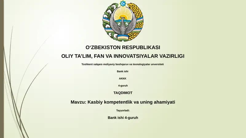 Kasbiy kompetentlik va uning ahamiyati