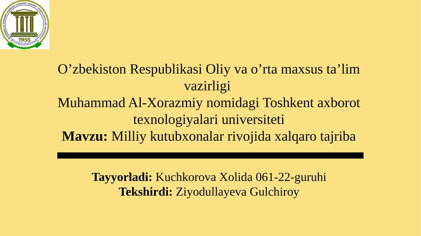 Milliy kutubxonalarni rivojlantirishda xalqaro tajriba