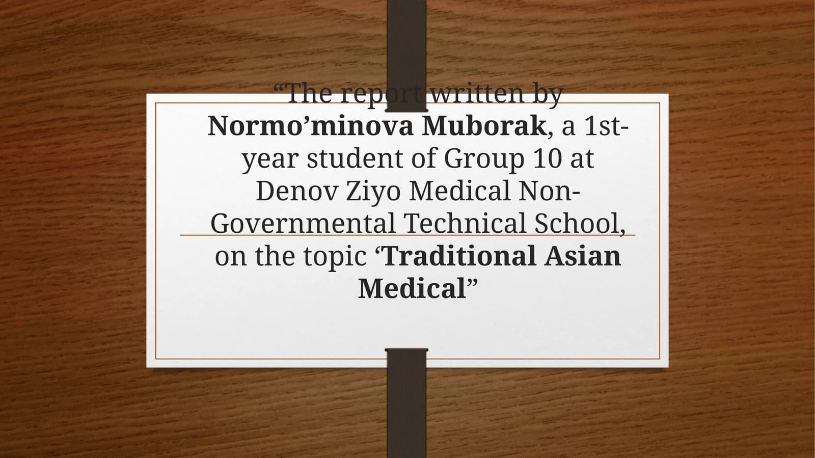 Traditional Asian Medical