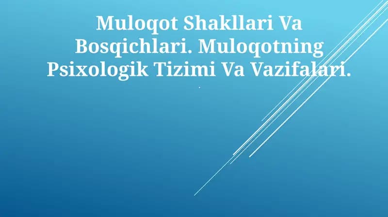 Muloqot Shakllari Va Bosqichlari