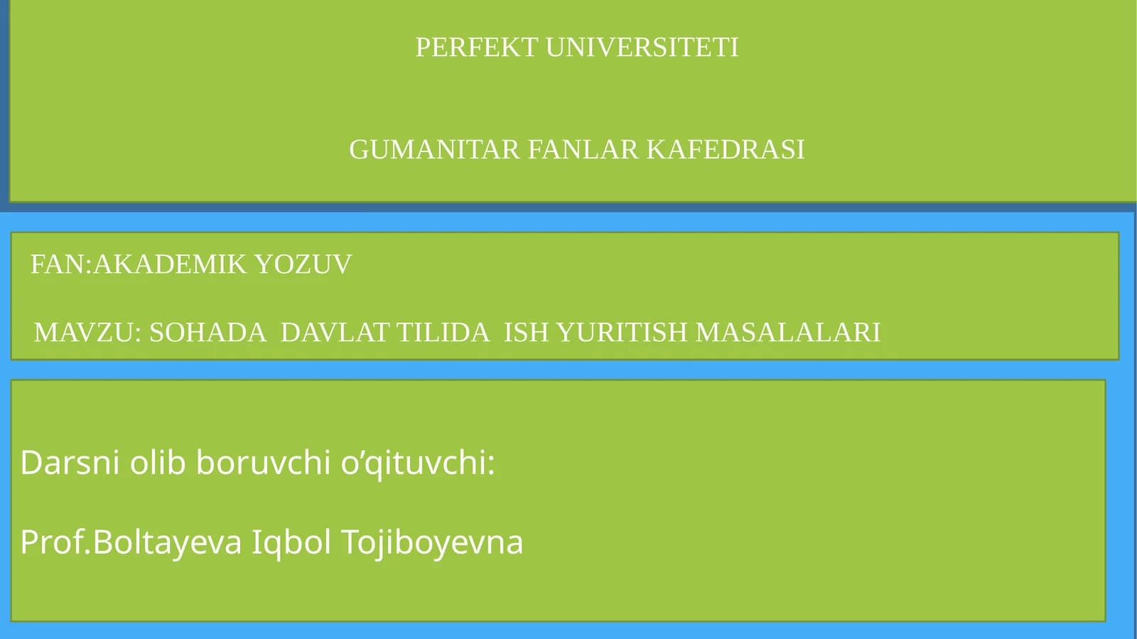 SOHADA DAVLAT TILIDA ISH YURITISH MASALALARI