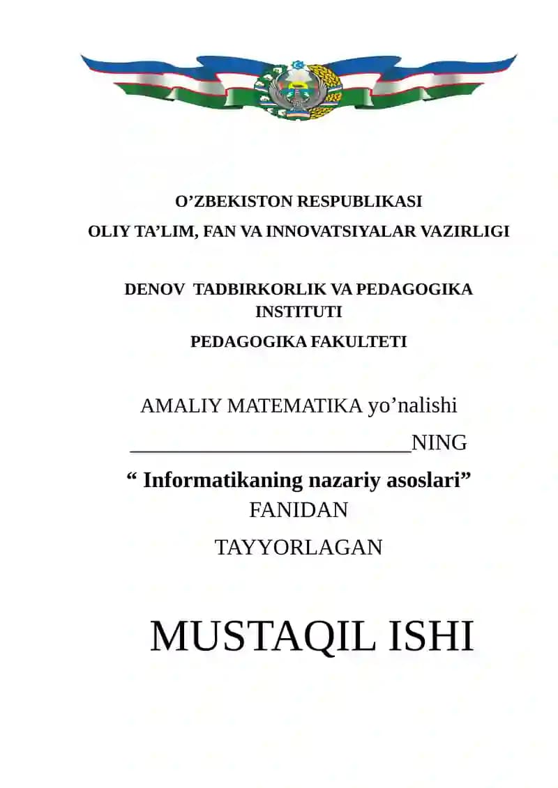 Informatikaning nazariy asoslari
