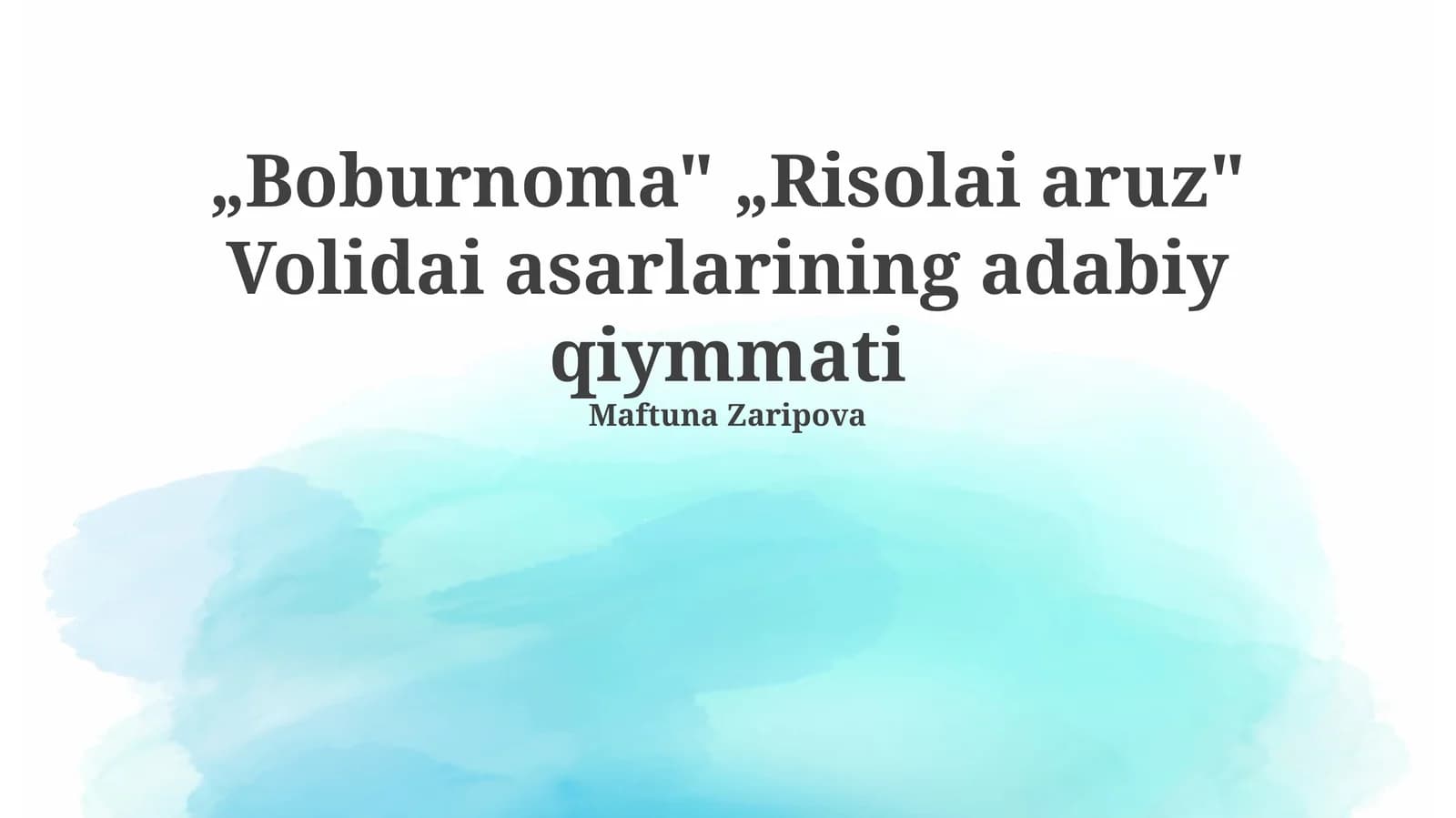 Boburnoma va Risolai Aruz