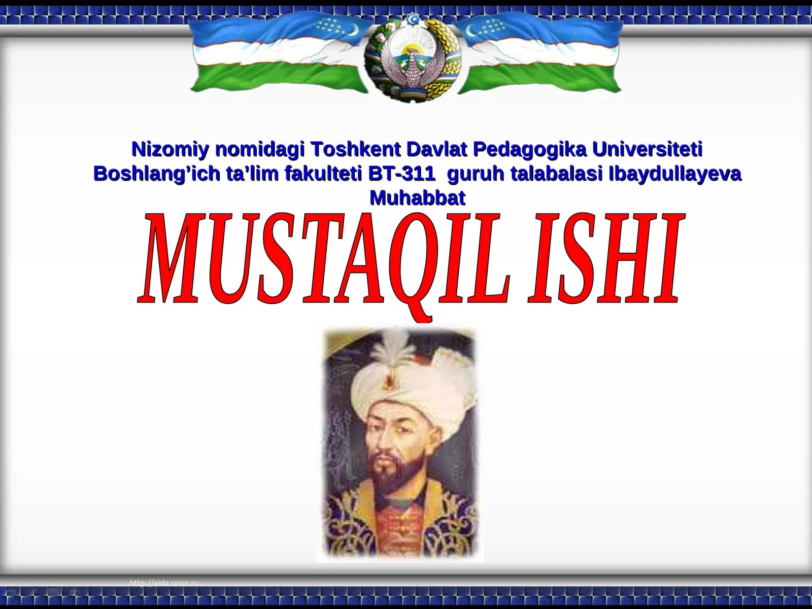 BT-311 Guruhtalabasi Ibaydullayeva Muhabbat