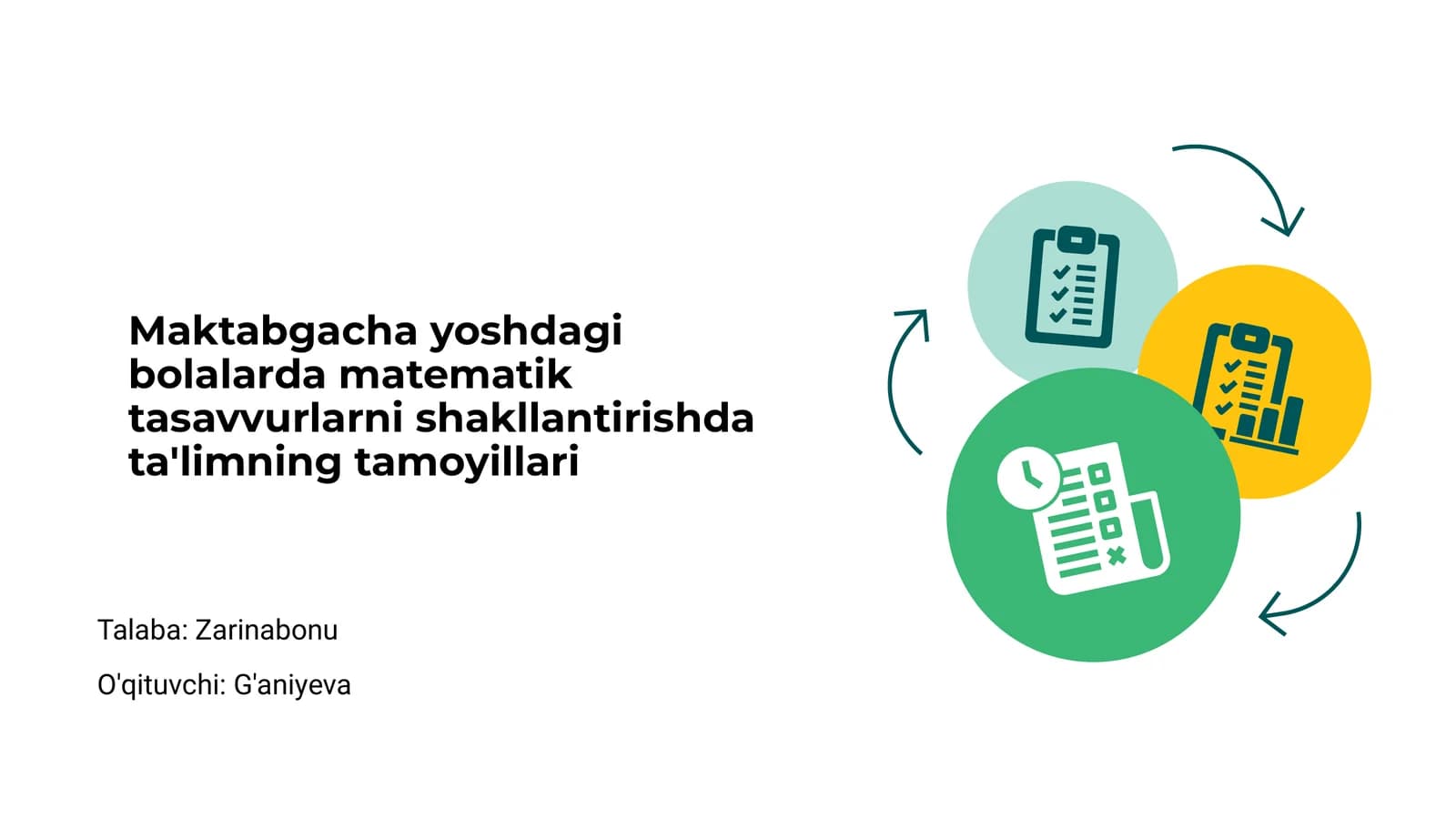 Maktabgacha yoshdagi bolalarda matematik tasavvurlarni shakllantirishda ta'limning tamoyillari