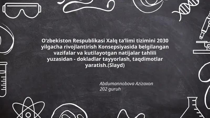 O‘zbekiston Respublikasi Xalq ta’limi tizimini 2030 yilgacha rivojlantirish Konsepsiyasi