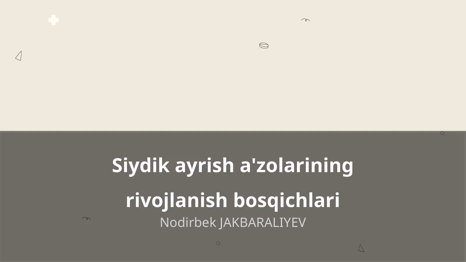 Siydik ayrish a'zolarining rivojlanish bosqichlari