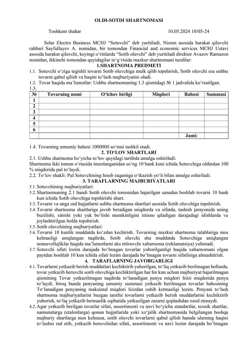 Oldi-sotdi shartnomasi