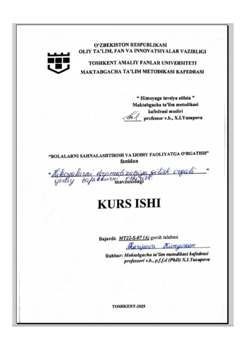Hikoyalarni dramatizatsiya qilish orqali ijodiy tafakkurni oshirish