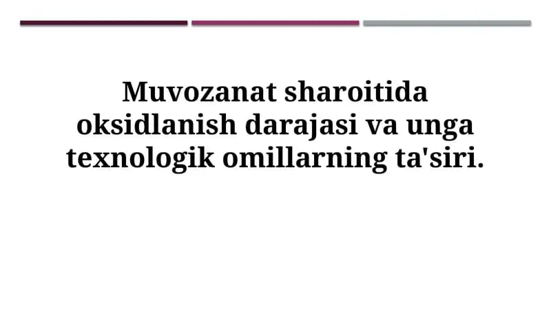 Muvozanat sharoitida oksidlanish darajasi