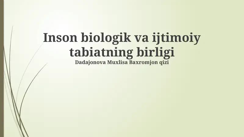 Biologik va Ijtimoiy Tabiatning Birligi