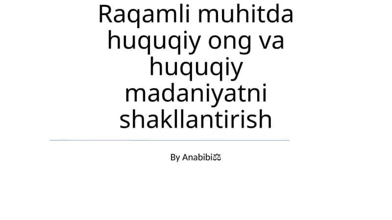 Yangi Huquqiy Madaniyatni Shakillantirish